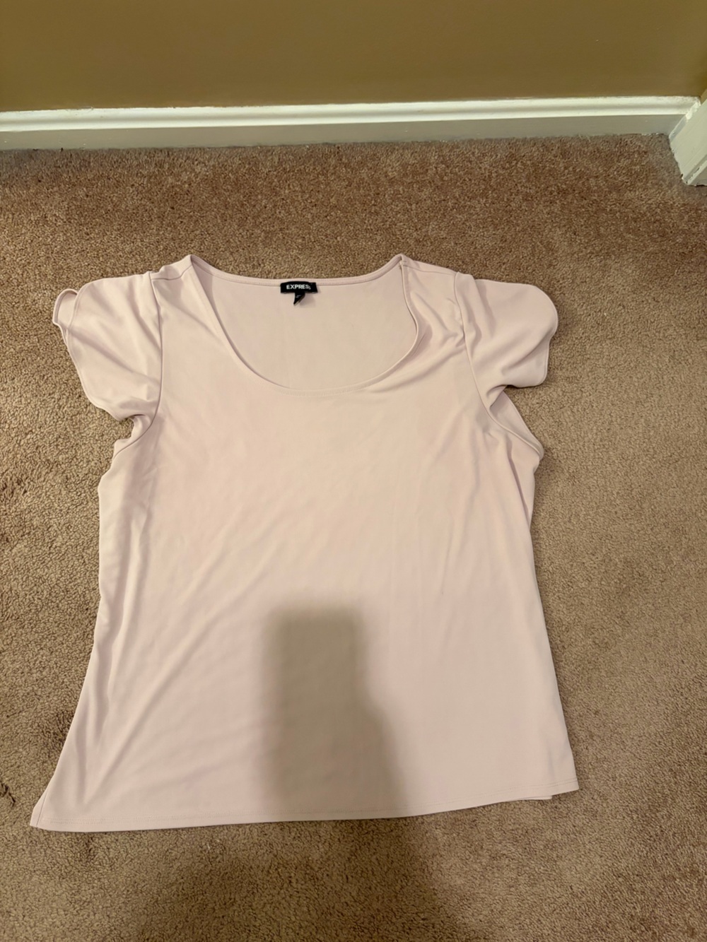 Express Light Pink Short Sleeve Scoop Neck Top